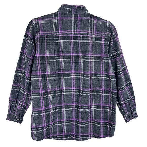 Five Brother Black Purple Plaid Flannel Button Up Shirt Women's Large - Picture 2 of 9